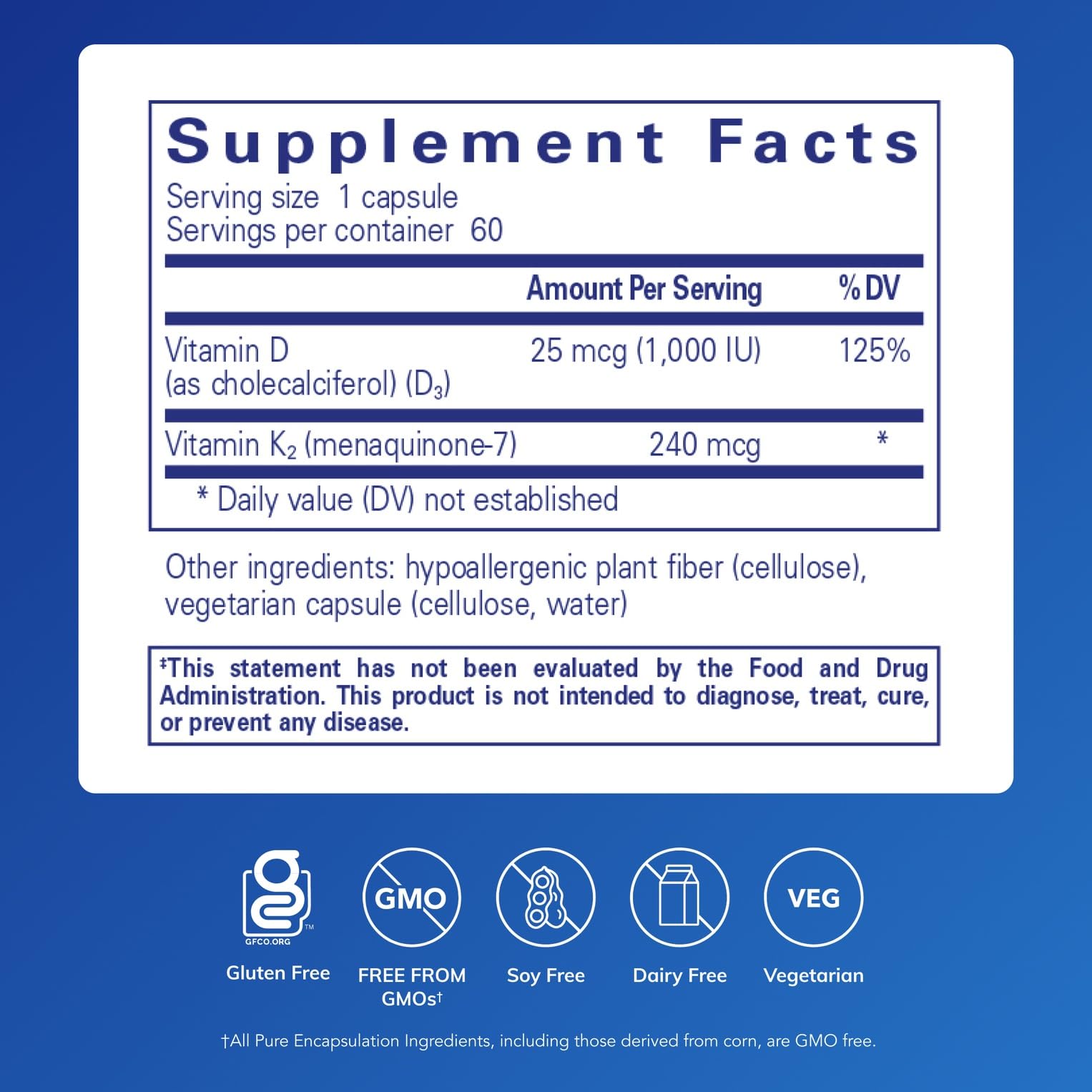 Closeup of PureHeart K2D capsules showing vegetarian formula