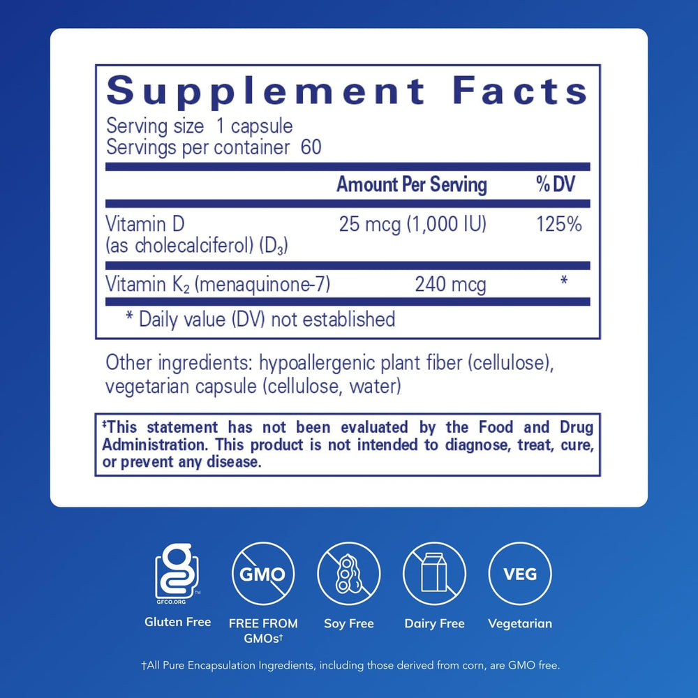 Closeup of PureHeart K2D capsules showing vegetarian formula