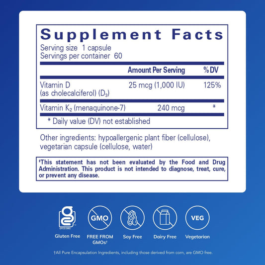 Closeup of PureHeart K2D capsules showing vegetarian formula