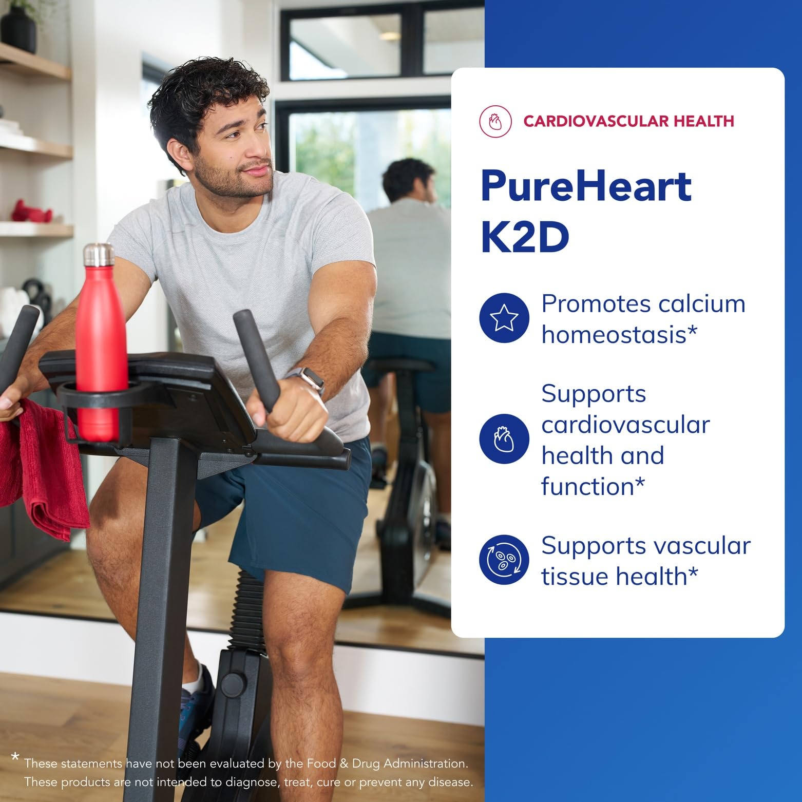 Label highlights MK-7 K2 and D3 ingredients on PureHeart K2D bottle