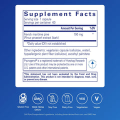 Pycnogenol capsules close-up highlights hypoallergenic formulation.