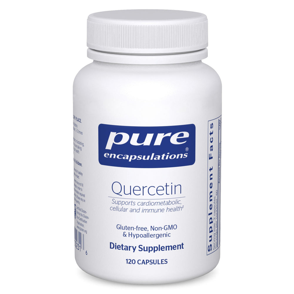 Pure Encapsulations Quercetin 500mg bottle for daily immune support.