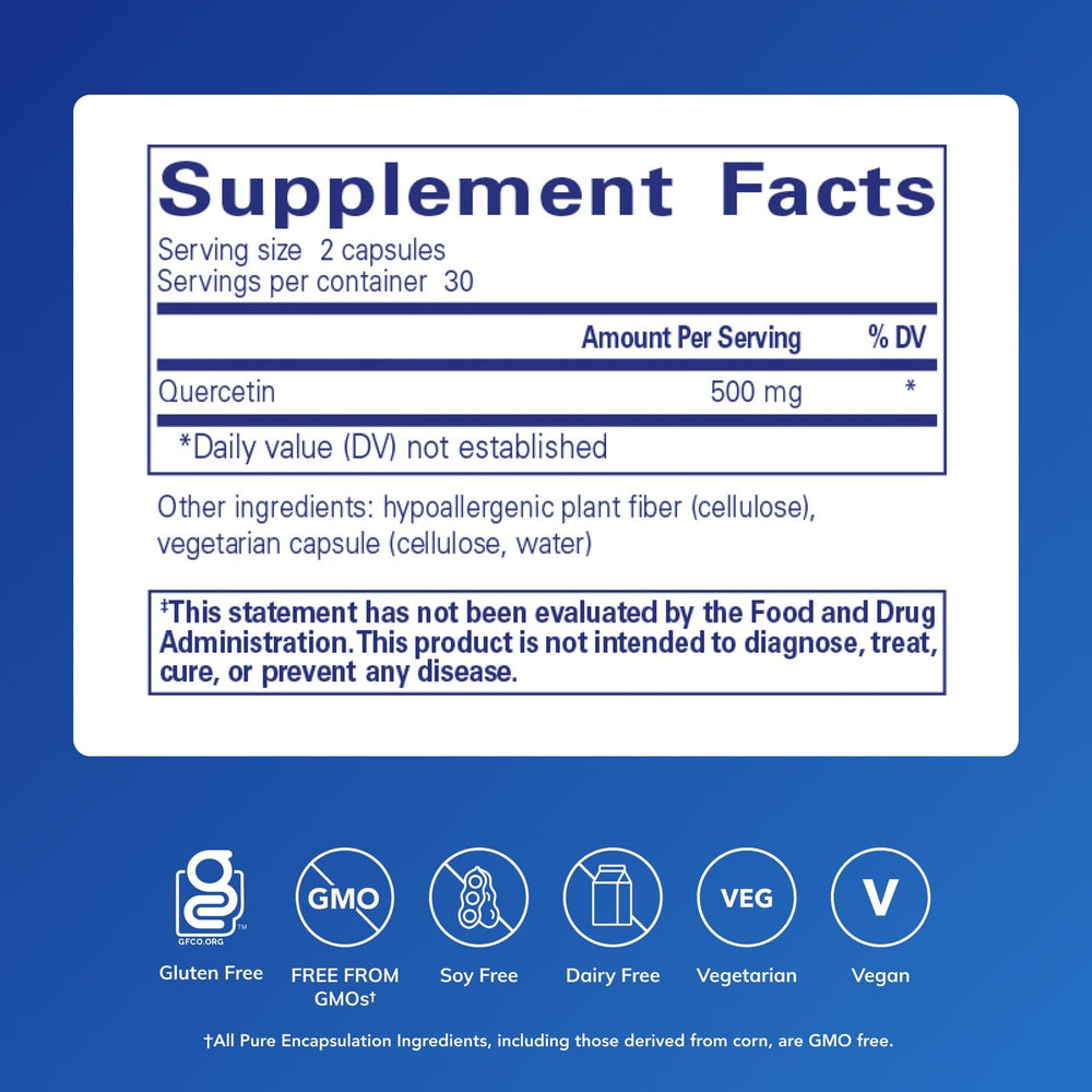 Quercetin 500 mg capsules by Pure Encapsulations for immune support