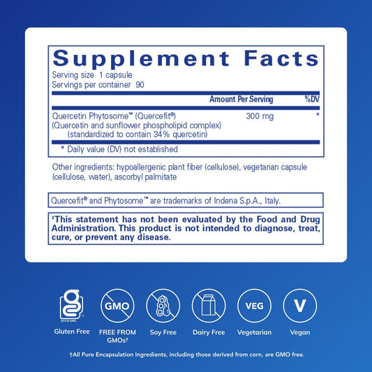 Close-up of Quercetin UltraSorb capsules designed for smooth swallowing and convenience.