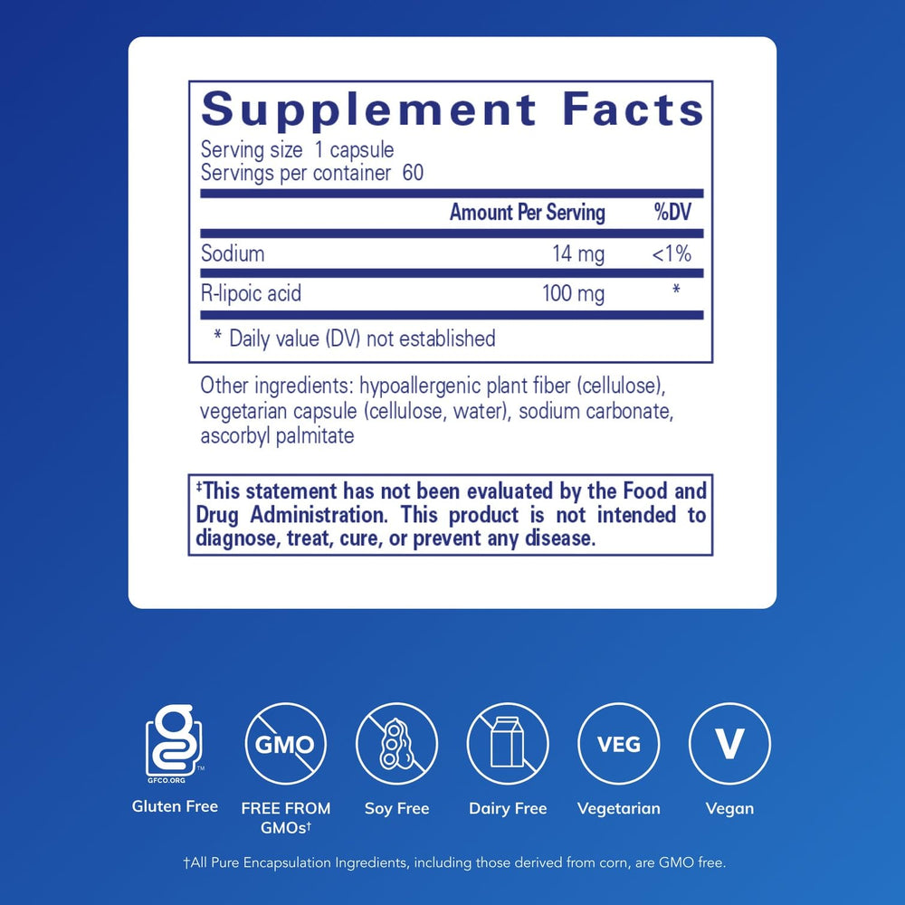 Pure Encapsulations R-Lipoic Acid Stabilized capsules ready for daily use