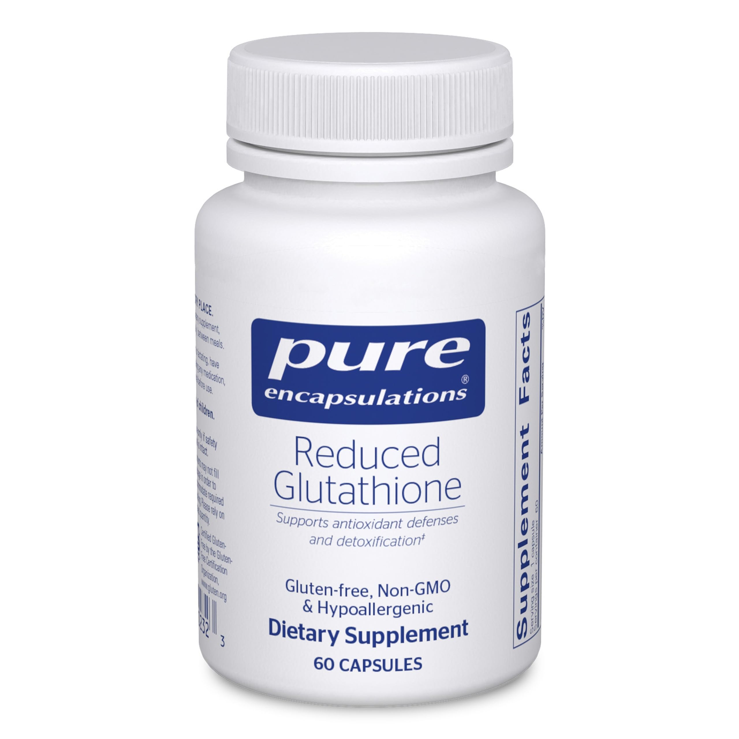 Pure Encapsulations Reduced Glutathione bottle supports cellular antioxidant protection