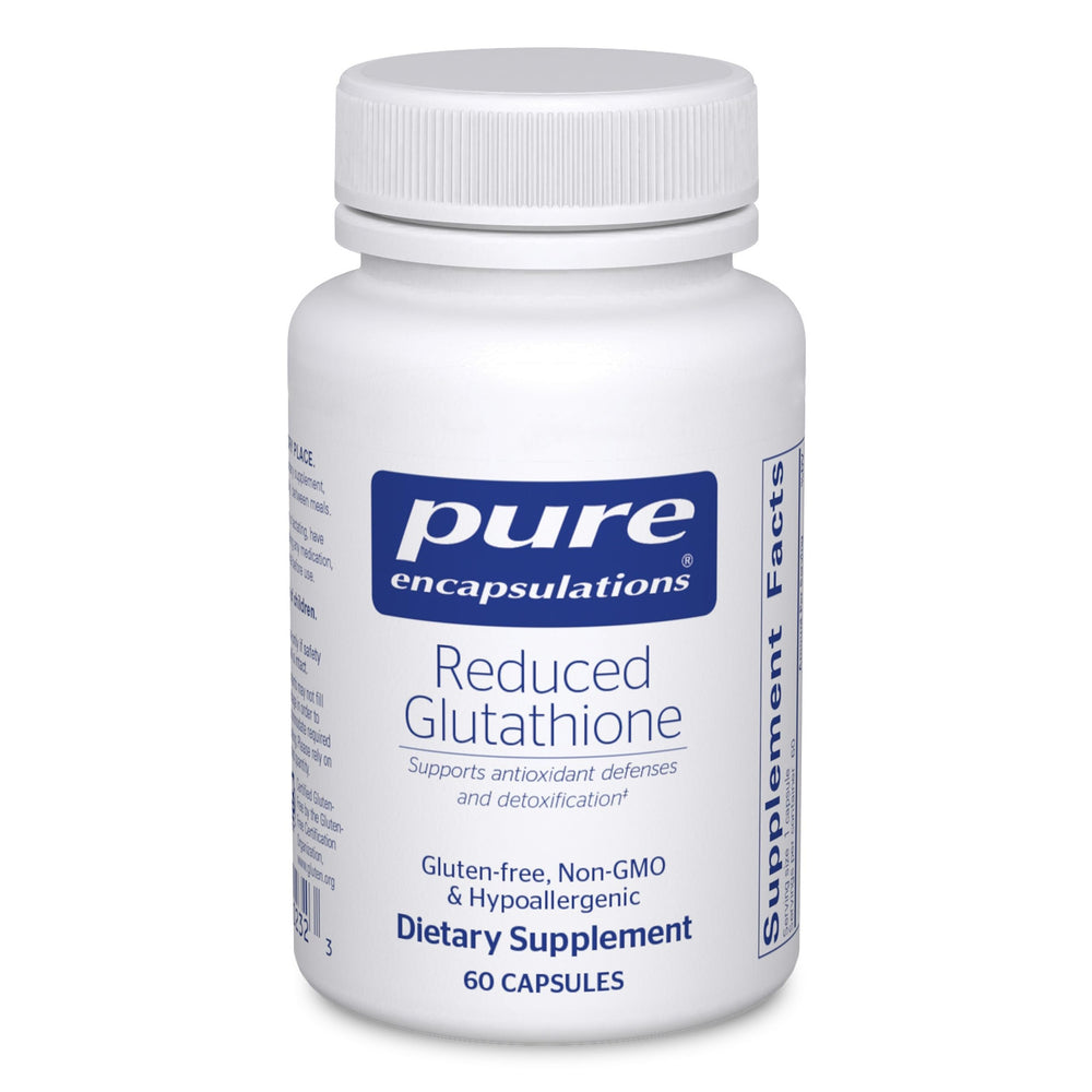 Pure Encapsulations Reduced Glutathione bottle supports cellular antioxidant protection
