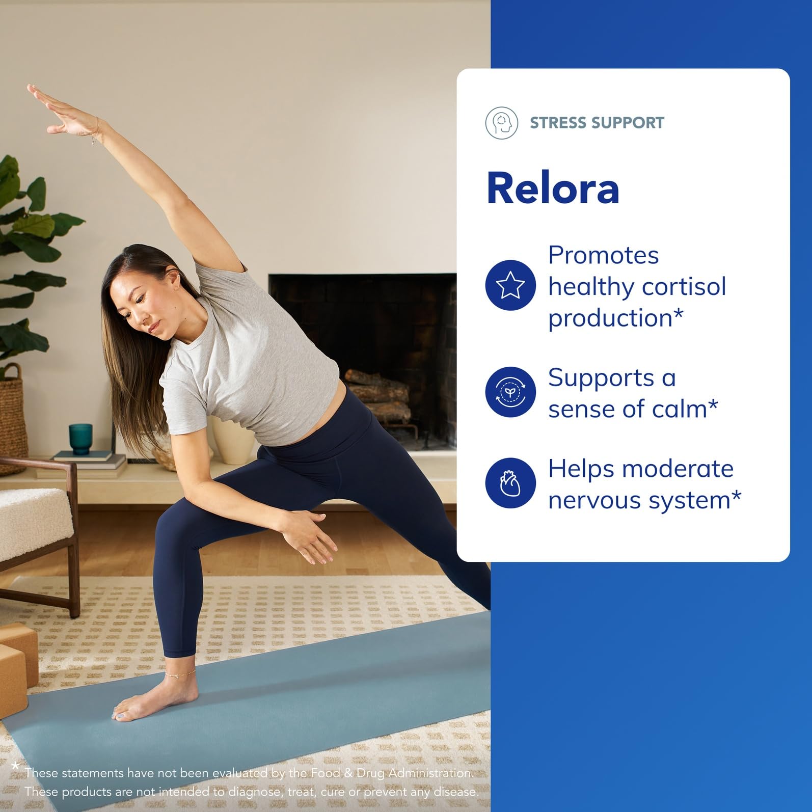 Relora label detail emphasizes purity and allergen-free formulation.