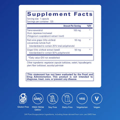 Pure Encapsulations Resveratrol EXTRA capsules ready for daily antioxidant intake