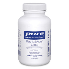 Pure Encapsulations RevitalAge Ultra 90's bottle for mitochondrial support and healthy aging.
