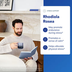 Pure Encapsulations Rhodiola Rosea capsules closeup underscores gluten-free and vegan formulation