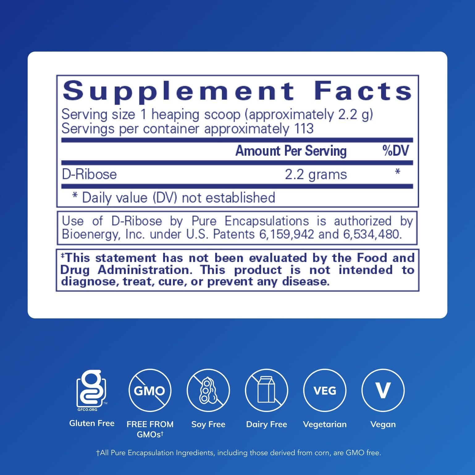 Ribose scoop dispensing powder for quick daily workout energy.