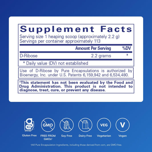 Ribose scoop dispensing powder for quick daily workout energy.