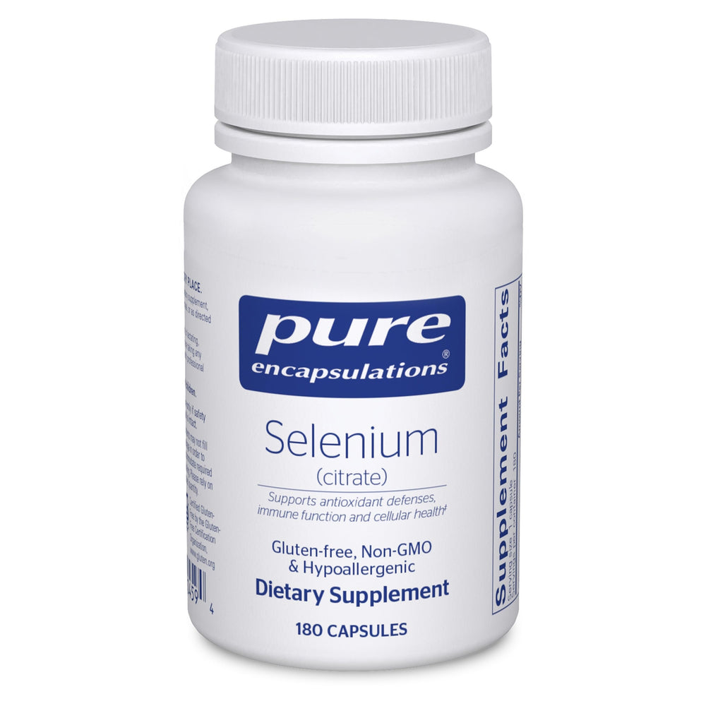 Pure Encapsulations Selenium Citrat bottle on counter supports immune health