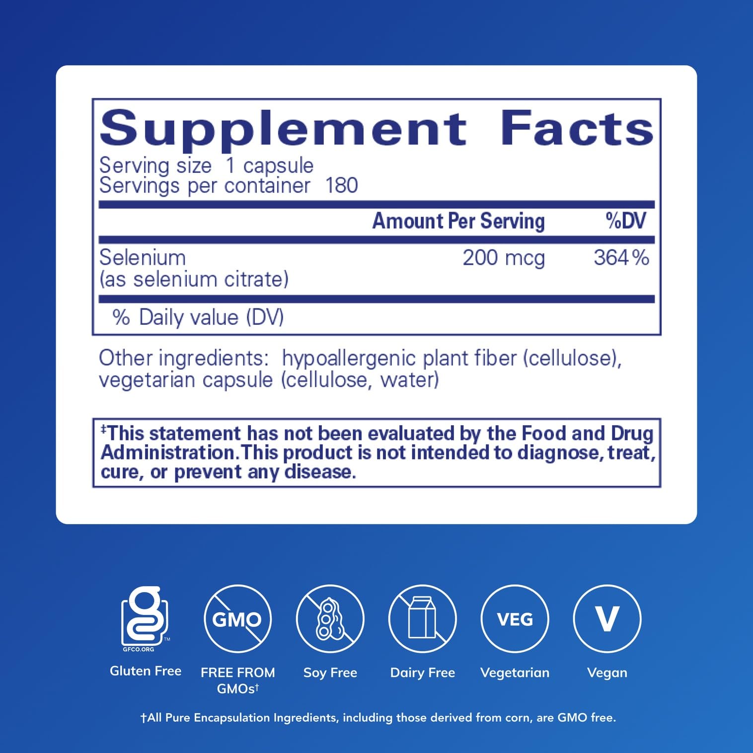 Close-up of Pure Encapsulations Selenium Citrate capsules for antioxidant support