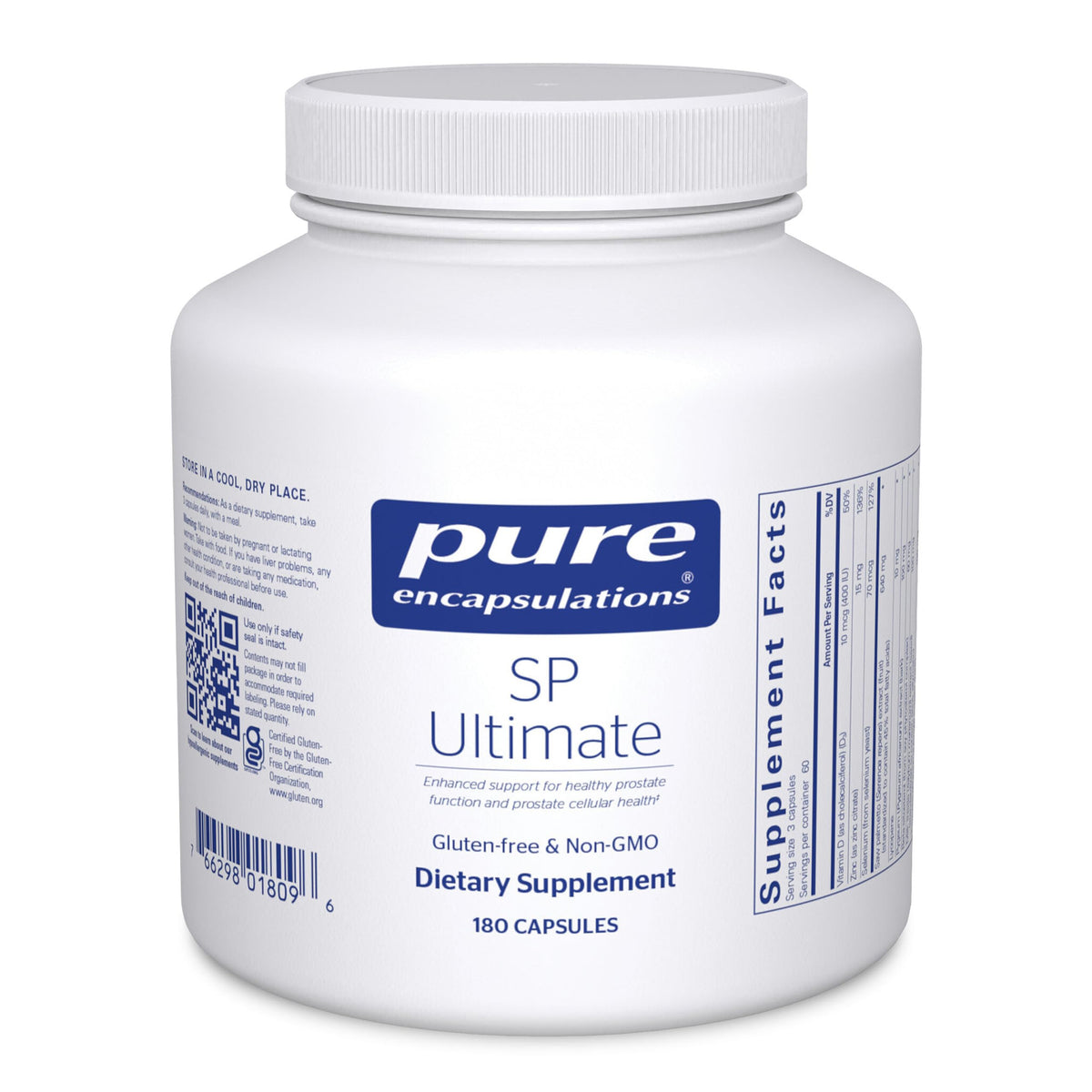 Pure Encapsulations SP Ultimate bottle front with capsules, suggesting prostate support.