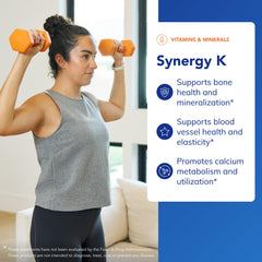 Synergy K capsules close-up showing the easy to use daily supplement.