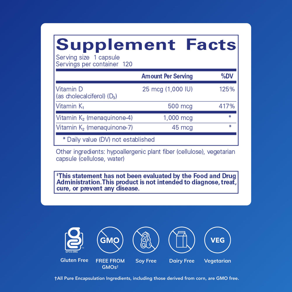 Synergy K label close-up showing allergen-free, clean formulation promise.
