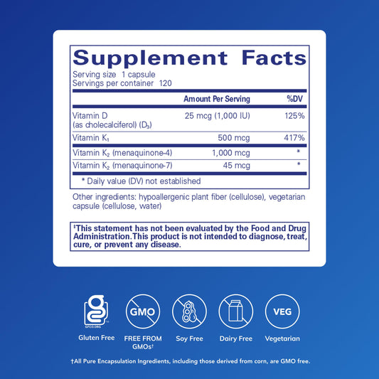 Synergy K label close-up showing allergen-free, clean formulation promise.