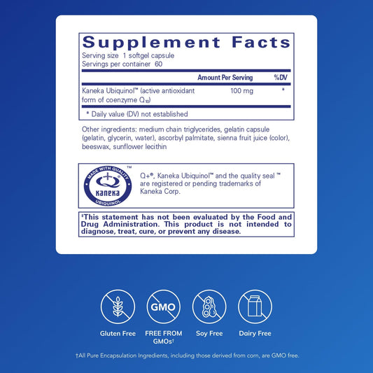 Ubiquinol softgel capsules from Pure Encapsulations for convenient antioxidant support