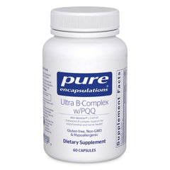 Pure Encapsulations Ultra B-Complex with PQQ bottle front showing clean, pure formula for nerve and energy support