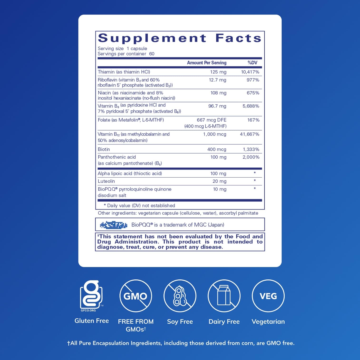 Pure Encapsulations Ultra B-Complex capsules highlight compact dose form for daily methylation and mitochondrial function support