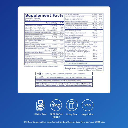 Pure Encapsulations UltraNutrient bottle back showing ingredients and directions.