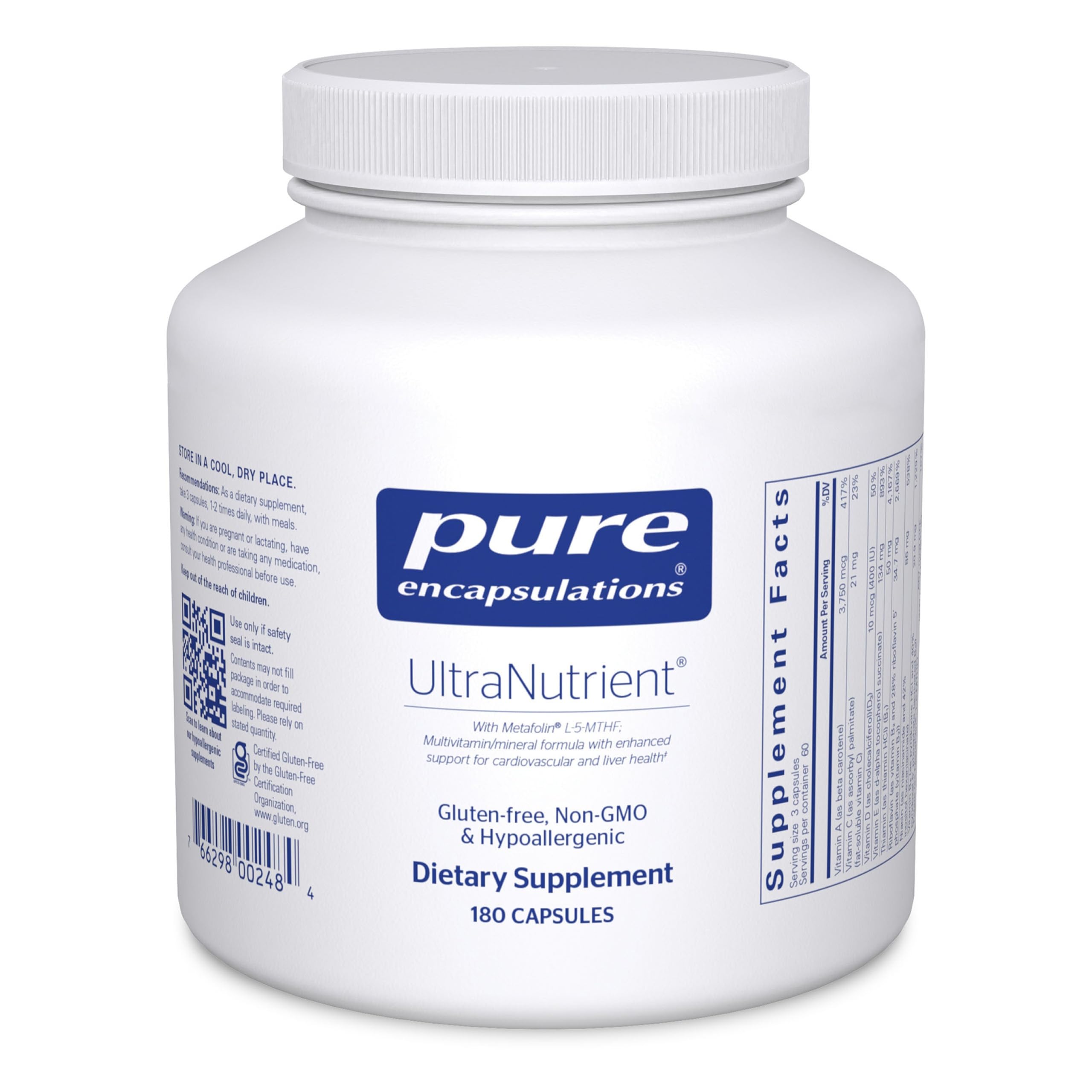 Pure Encapsulations UltraNutrient bottle pouring capsules for easy daily use