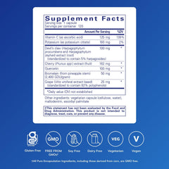 Pure Encapsulations Uric Acid Formula label highlights purity and allergen-free ingredients