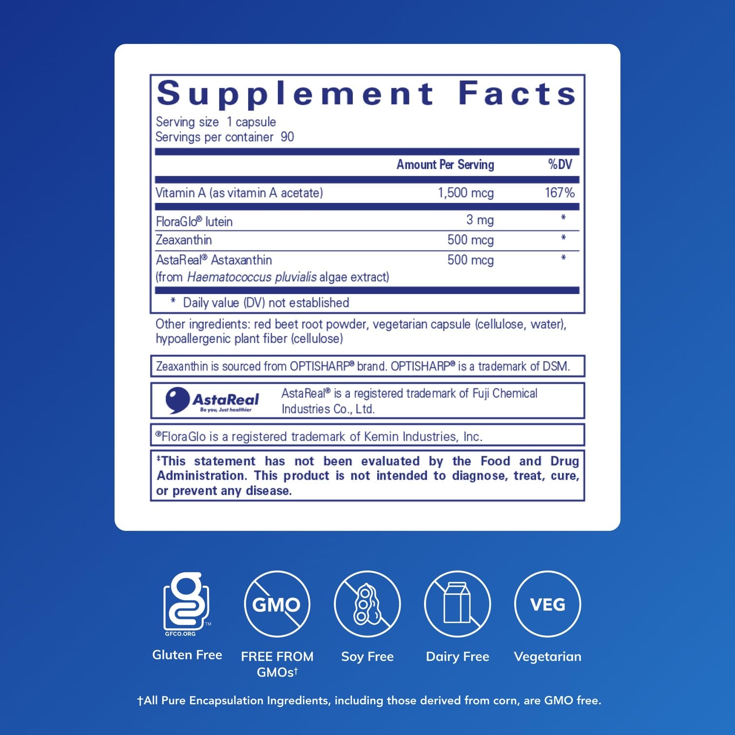 Capsules of Pure Encapsulations Vitamin A + Carotenoids ready for daily use