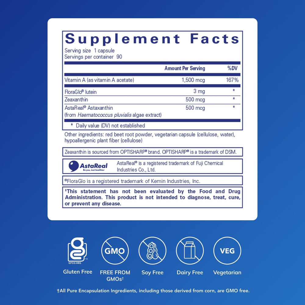 Capsules of Pure Encapsulations Vitamin A + Carotenoids ready for daily use