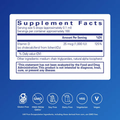 Dropper dispensing Vitamin D3 vegan liquid for easy daily dosing