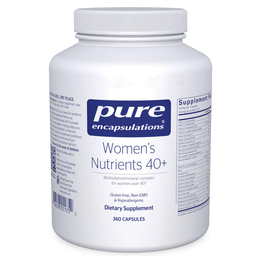 Pure Encapsulations Women's Nutrients 40+ bottle front showing packaging