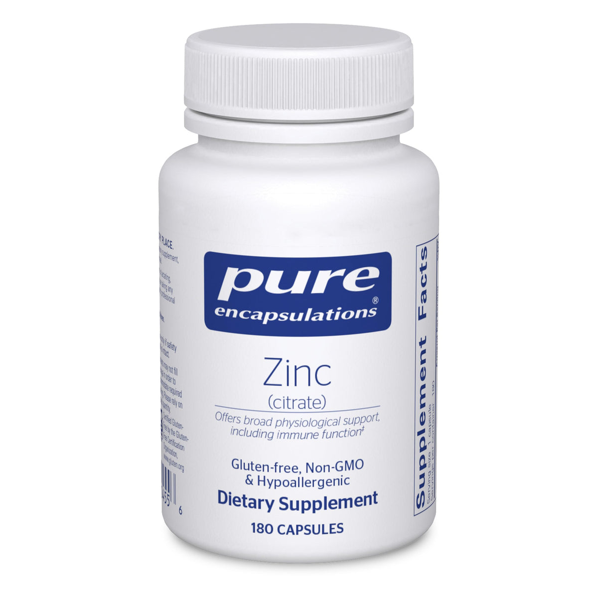 Pure Encapsulations Zinc Citrate bottle cap suggesting daily immune support potential