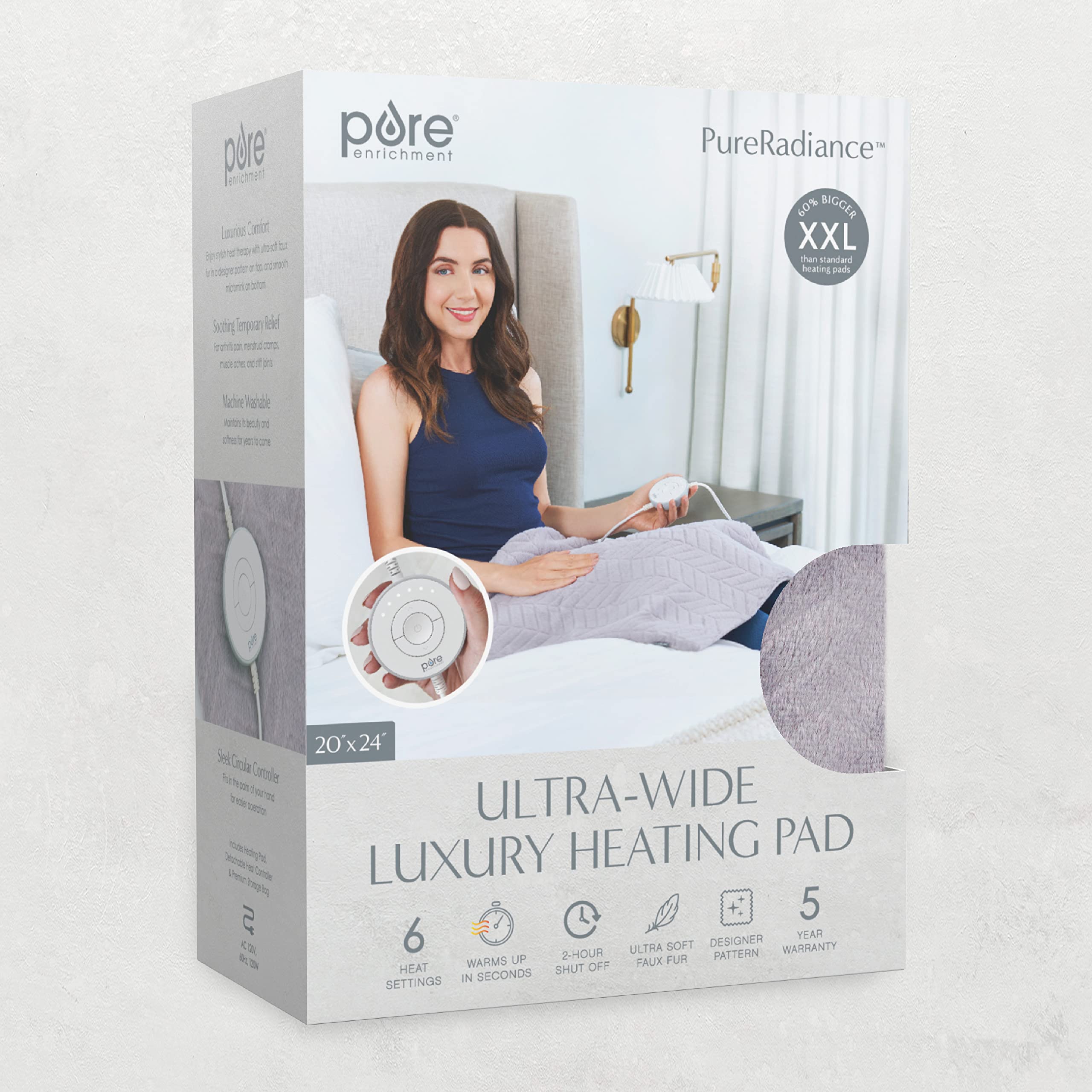 Pure Enrichment PureRadiance Amethyst Dusk packaging and warranty information.