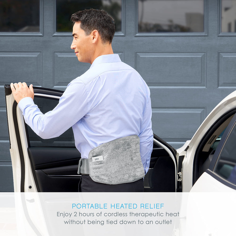 Pure Enrichment PureRelief battery pack recharges for extended on-the-go heat.