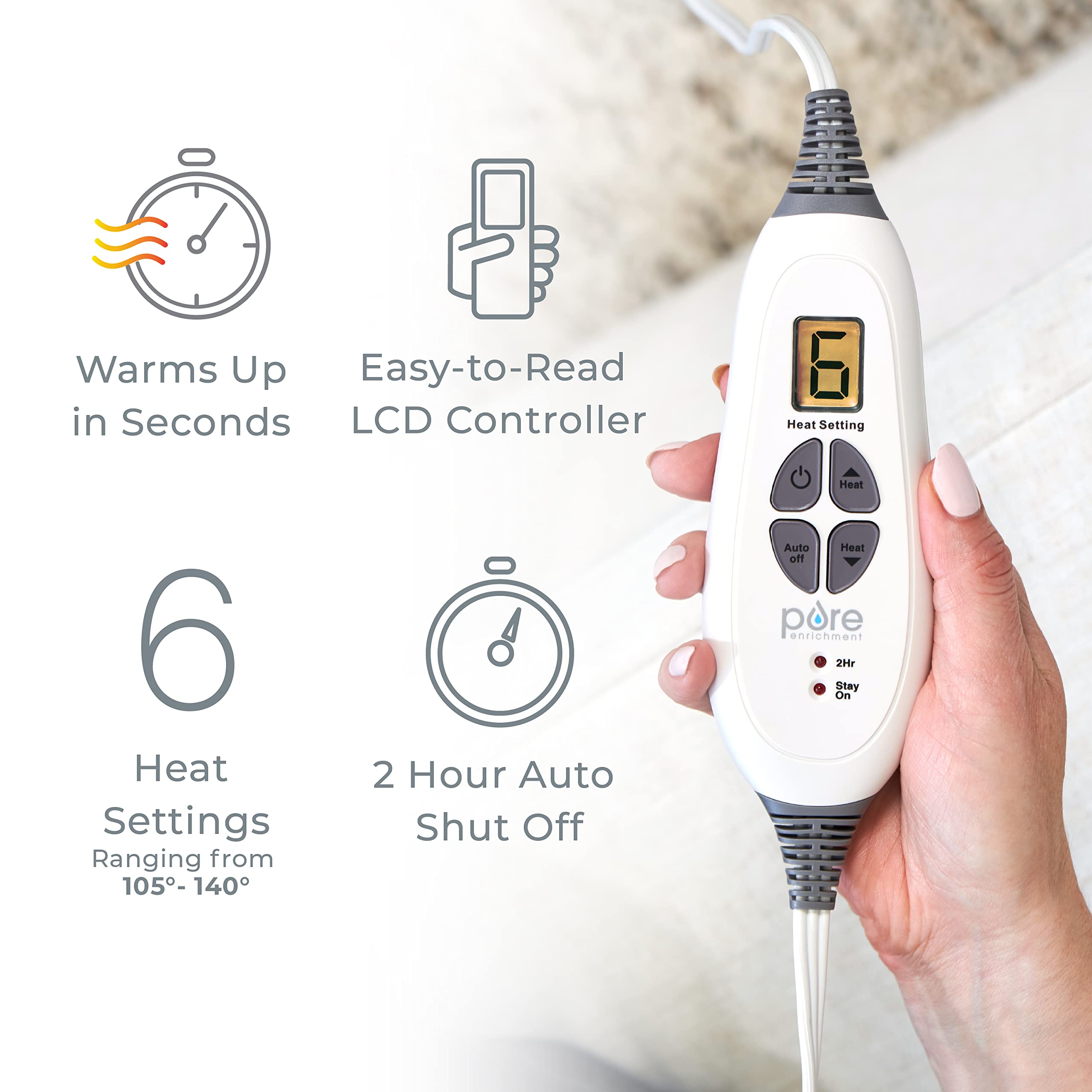 Pure Enrichment PureRelief Duo with LCD controller lets you customize heat safely.