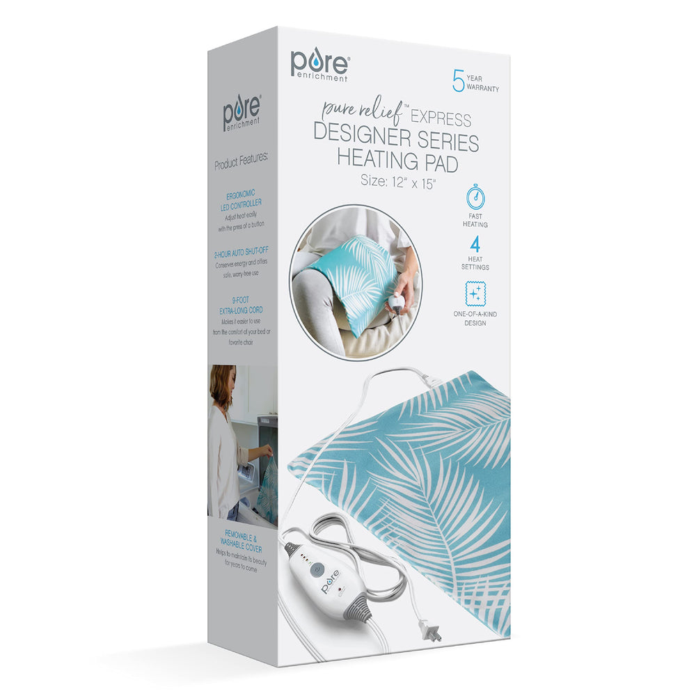 Pure Enrichment PureRelief Express palm aqua color packaging and product aesthetics