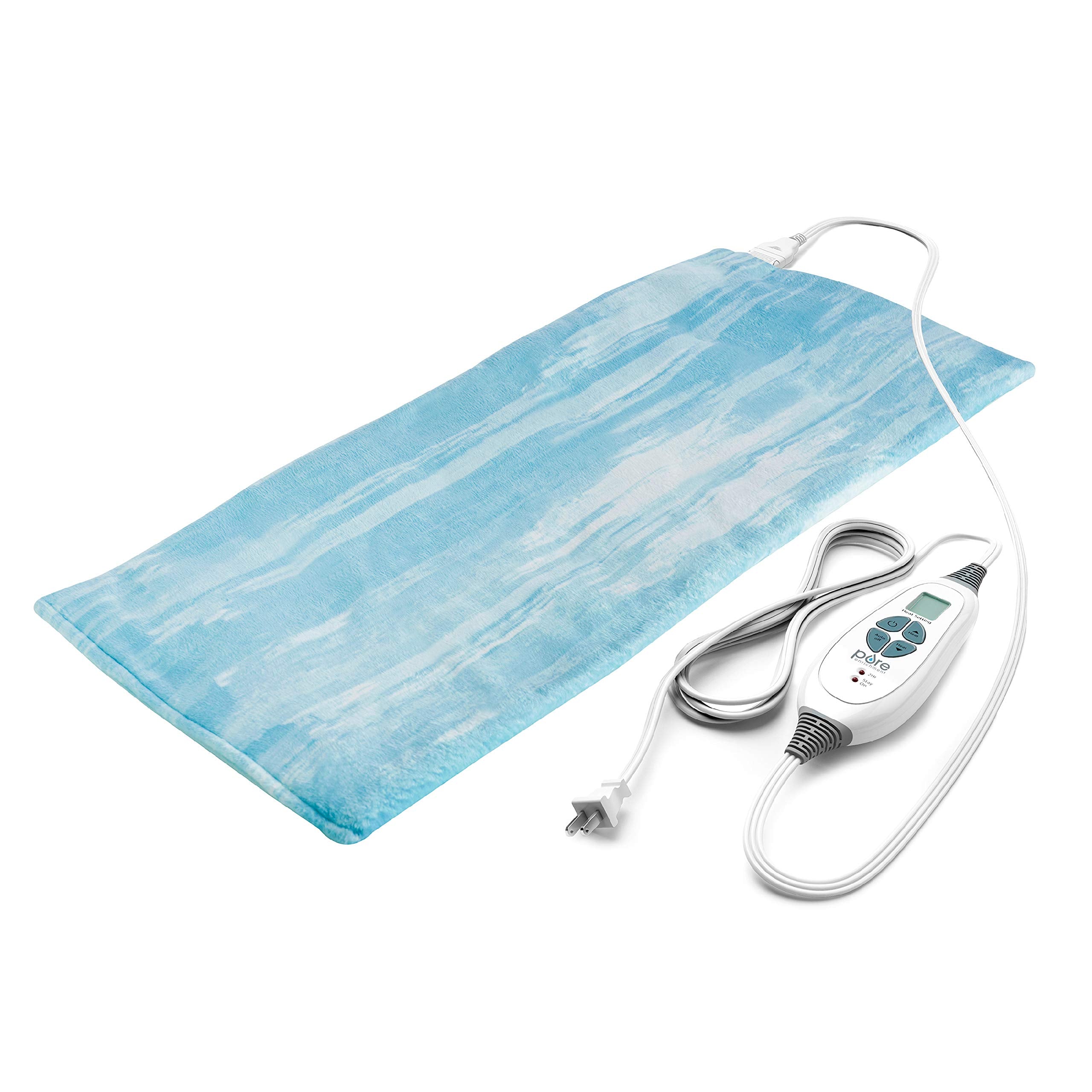 Pure Enrichment PureRelief Luxe micromink pad with 12x24-inch coverage for full-body warmth.