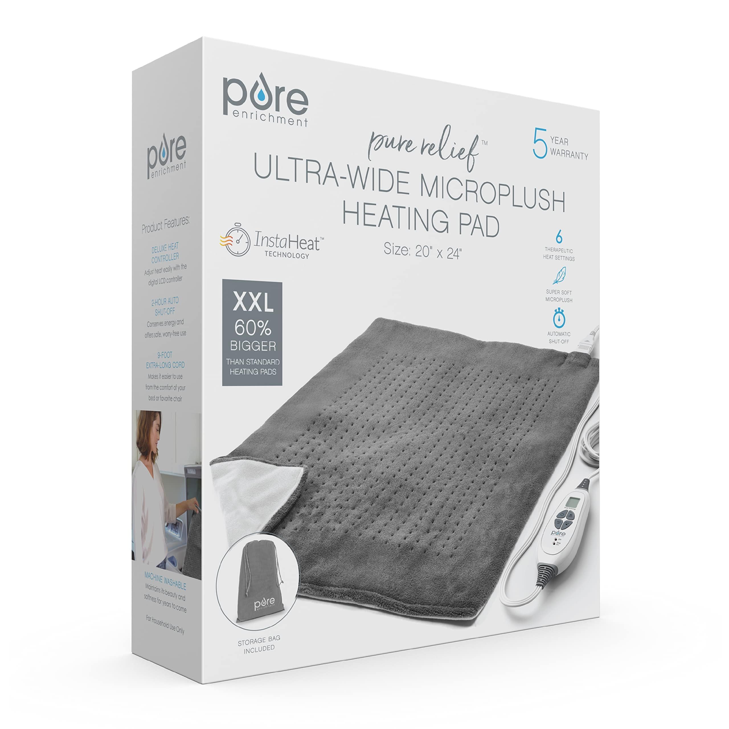 Pure Enrichment PureRelief warranty tag highlights five-year coverage for peace of mind.