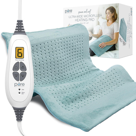 Pure Enrichment PureRelief Ultra-Wide Heating Pad full view for broad back coverage and comfort