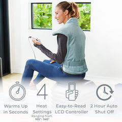 Pure Enrichment PureRelief XL full-body coverage demonstration for neck-to-back warmth.