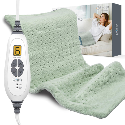 Pure Enrichment PureRelief XL heating pad front view showing large 12x24 inch coverage for targeted warmth