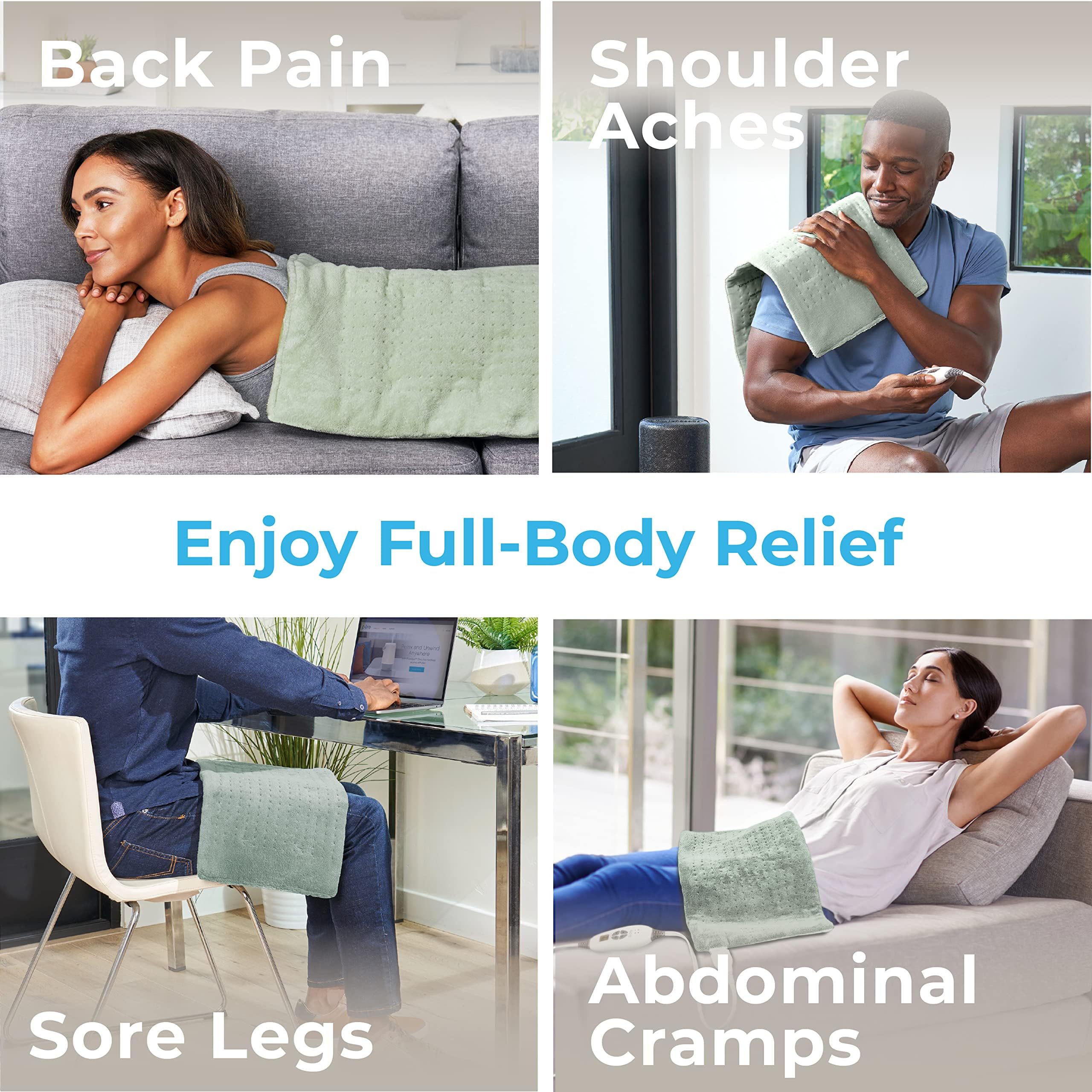 LCD controller on PureRelief XL heating pad for easy heat setting adjustments