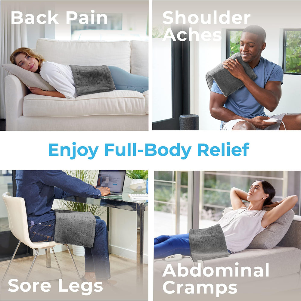 Moist or dry heat options on the PureRelief XL pad for customizable warmth.