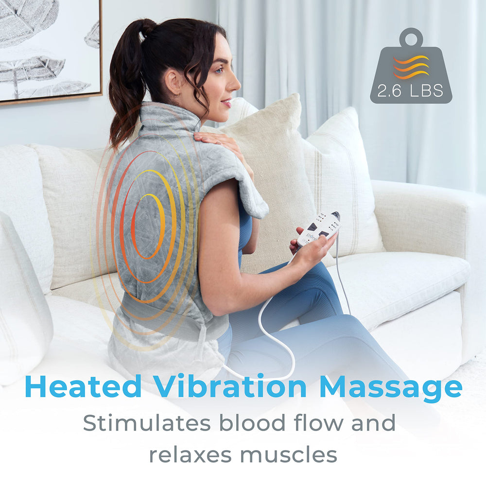 Pure Enrichment WeightedWarmth three massage speeds offer targeted muscle relief