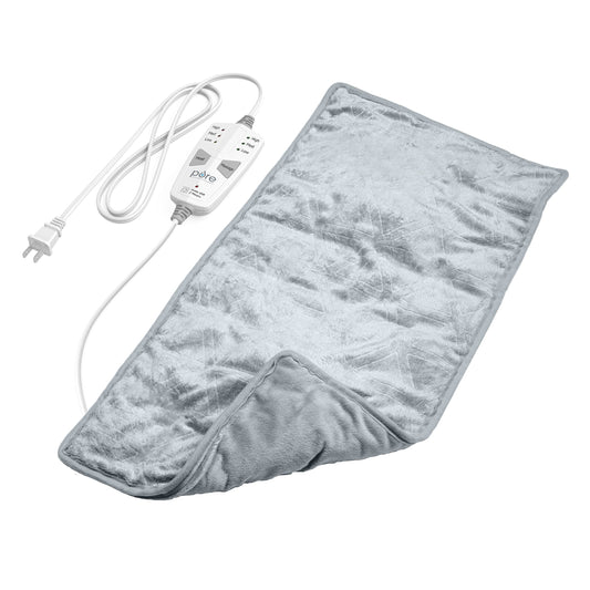Pure Enrichment WeightedWarmth pad top view shows plush fabric for soothing heat therapy.