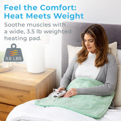 Pure Enrichment WeightedWarmth pad with six heat levels enables customizable comfort
