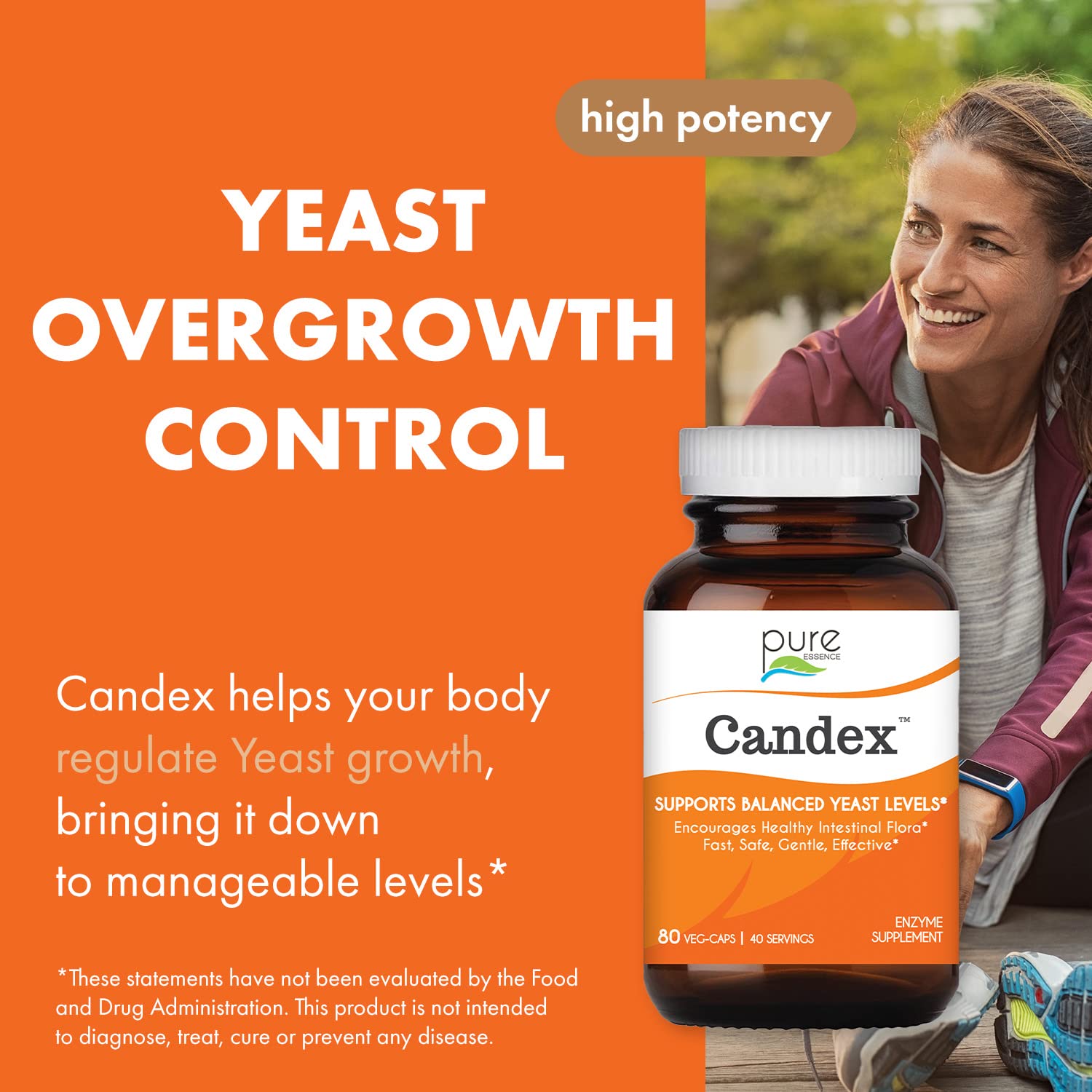 Pure Essence Labs Candex label showing five enzyme blend for digestive balance.