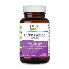 Pure Essence Labs LifeEssence Women's Formula bottle prepared for daily energy support.
